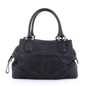 Chanel CC Bowling Bag Iridescent Goatskin Medium Black 3950361