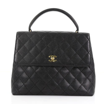 Chanel Vintage Classic Top Handle Flap Bag Quilted Caviar 3950362