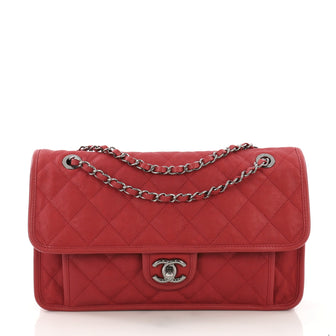 Chanel French Riviera Flap Bag Quilted Caviar Large Red 3950365
