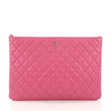Chanel O Case Clutch Quilted Caviar Large Pink 3950366