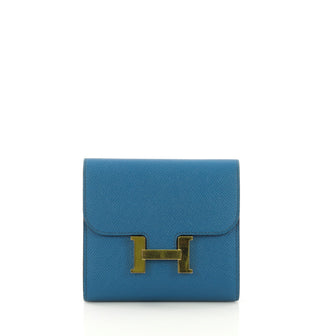 Hermes Constance Wallet Epsom Compact Blue 3950369