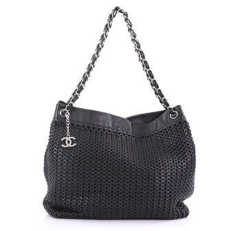 Chanel CC Charm Tote Woven Caviar Large Black 39515101