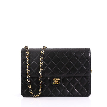 Chanel Vintage Clutch with Chain Quilted Leather Medium Black
