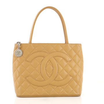Chanel Medallion Tote Quilted Caviar Neutral 39515128
