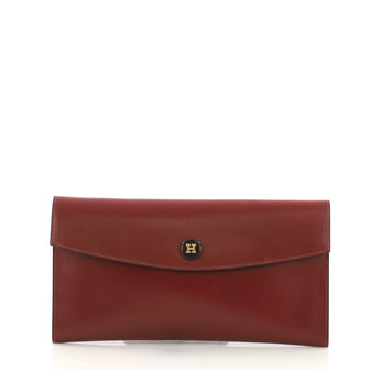 Hermes Rio Clutch Leather Long Red 3951532
