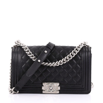 Chanel Boy Flap Bag Quilted Perforated Lambskin Old Medium 3951536