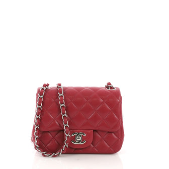 Chanel Square Classic Single Flap Bag Quilted Caviar Mini Red 3951555