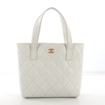 Chanel Surpique Tote Quilted Leather Small White 3951557