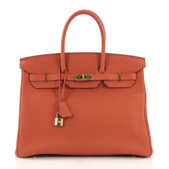 Hermes Birkin Handbag Orange Togo with Gold Hardware 35 395155