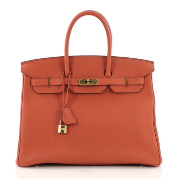 Hermes Birkin Handbag Orange Togo with Gold Hardware 35 395155