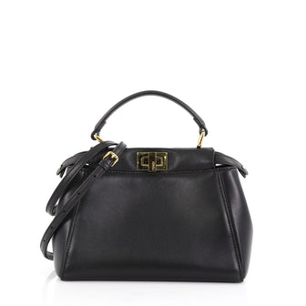 Fendi Peekaboo Handbag Leather Mini Black 3951565