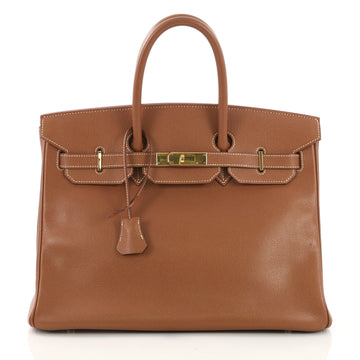 Hermes Birkin Handbag Brown Epsom with Gold Hardware 35 395156