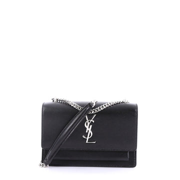 Saint Laurent Sunset Chain Wallet Leather Black 3951576
