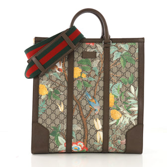 Gucci Web Strap Convertible Tote Tian Print GG Coated Canvas Tall