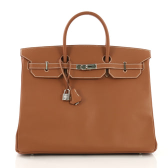 Hermes Birkin Handbag Brown Epsom with Palladium Hardware 40 395158