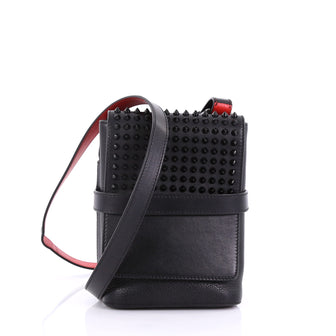 Christian Louboutin Benech Reporter Bag Spiked Leather Black