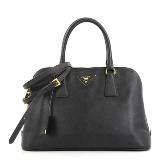 Prada Promenade Handbag Saffiano Leather Medium Black