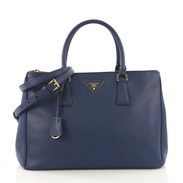 Prada Double Zip Lux Tote Saffiano Leather Medium Blue