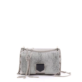 Jimmy Choo Lockett Petite Shoulder Bag Leather Silver 395343