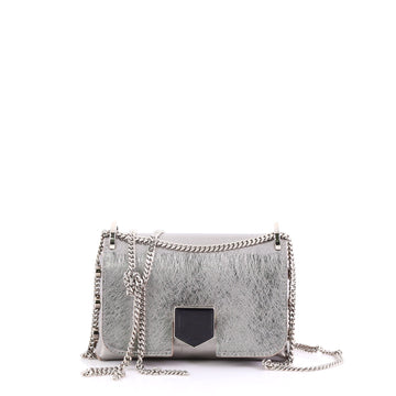 Jimmy Choo Lockett Petite Shoulder Bag Leather Silver 395343