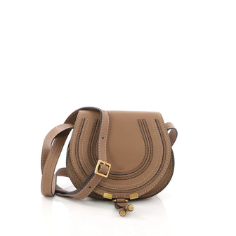 Chloe Marcie Crossbody Bag Leather Mini Brown 395381