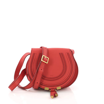 Chloe Marcie Crossbody Bag Leather Mini Red 395382