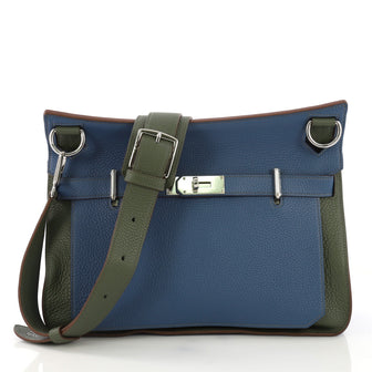 Hermes Bicolor Jypsiere Handbag Clemence 34 Blue 39539/19