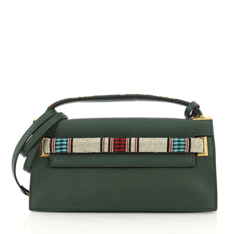 Valentino My Rockstud Clutch Tribal Embellished Leather Green