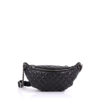 Chanel Banane Waist Bag Quilted Leather Black 3954014
