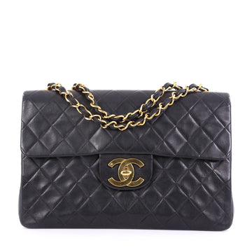 Chanel Vintage Classic Single Flap Bag Quilted Lambskin Maxi Black