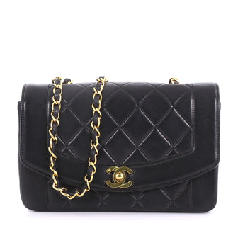 Chanel Vintage Diana Flap Bag Quilted Lambskin Small Black