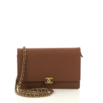 Chanel Vintage CC Wallet on Chain Leather Brown
