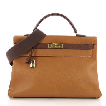 Hermes Kelly Handbag Bicolor Ardennes with Gold Hardware 40 3954025