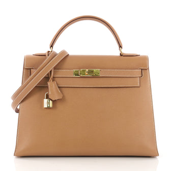 Hermes Kelly Handbag Brown Courchevel with Gold Hardware 32 3954027