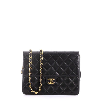 Chanel Vintage Clutch with Chain Quilted Leather Small Black