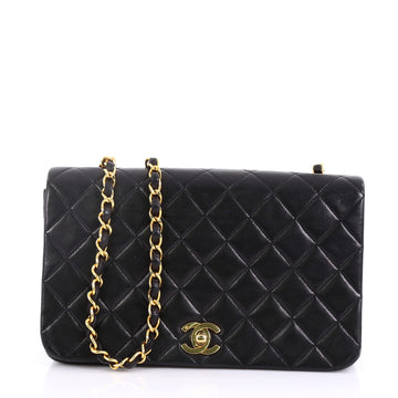 Chanel Vintage Full Flap Bag Quilted Lambskin Small Black 3954038