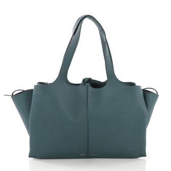 Celine Tri-Fold Shoulder Bag Grained Calfskin Medium Blue 3954701