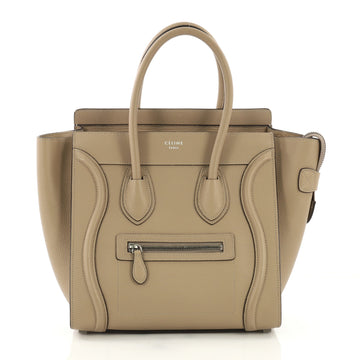 Celine Luggage Handbag Grainy Leather Micro Neutral 395571