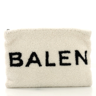 Balenciaga Logo Pouch Shearling White 3956101