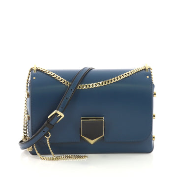 Jimmy Choo Lockett City Shoulder Bag Leather Blue 395621