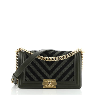 Chanel Boy Flap Bag Braided Chevron Cording and Calfskin Old Medium