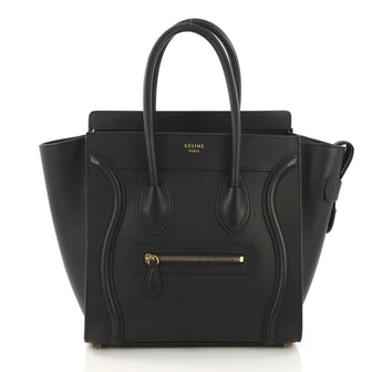 Celine Luggage Handbag Smooth Leather Micro Black 395691