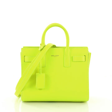 Saint Laurent Sac de Jour NM Handbag Leather Nano Green 395781