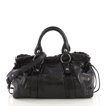 Miu Miu Convertible Satchel Vitello Shine Medium Black 395901