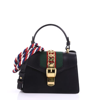 Gucci Sylvie Top Handle Bag Leather Mini Black 395911