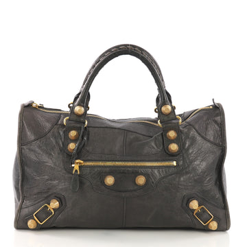 Balenciaga Work Giant Studs Handbag Leather Gray 395981