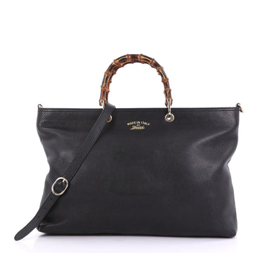 Gucci Bamboo Shopper Tote Leather Large Black 396113