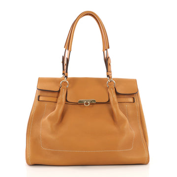 Salvatore Ferragamo Fara Satchel Leather Large Orange 396115