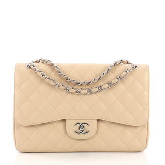 Chanel Classic Double Flap Bag Quilted Caviar Jumbo Neutral 3961326