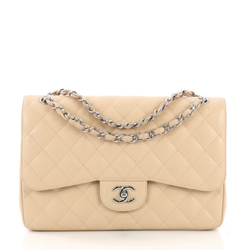 Chanel Classic Double Flap Bag Quilted Caviar Jumbo Neutral 3961326